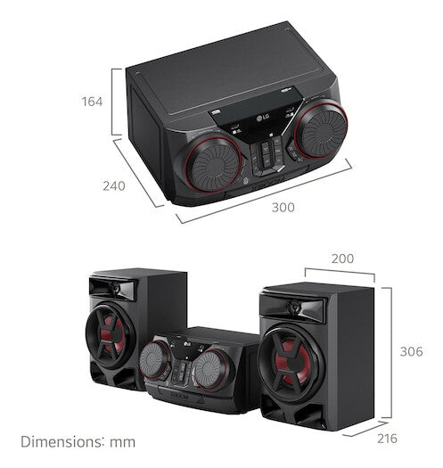 LG CK43N sistema de audio para el hogar Minicadena de música para uso doméstico 300 W Negro