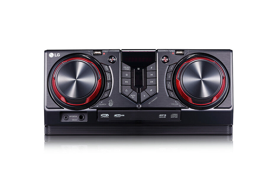 LG CJ45 sistema de audio para el hogar Minicadena de música para uso doméstico Negro, Rojo