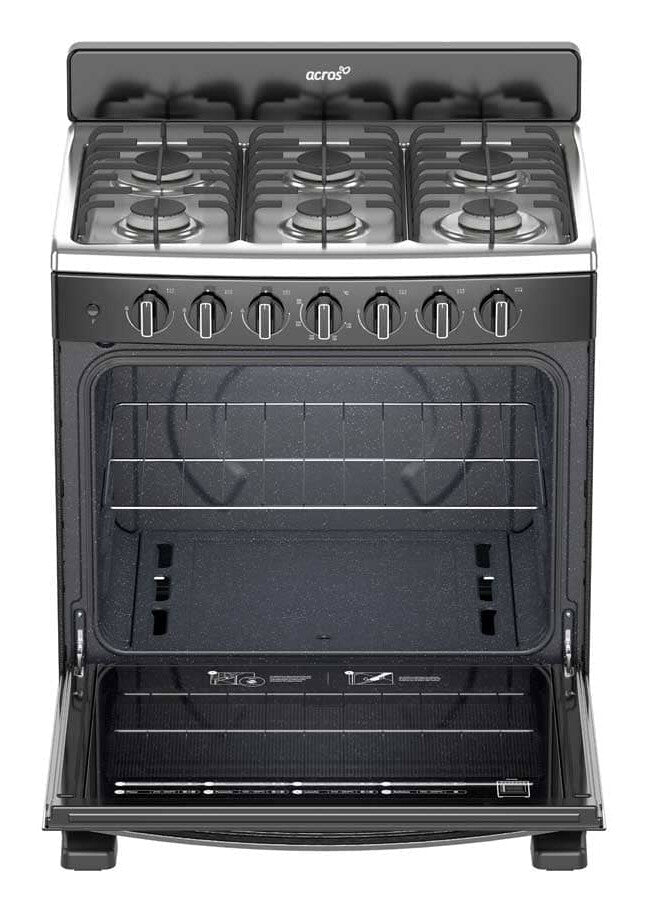 Acros AFR4112B cocina Cocina independiente Eléctrico Encimera de gas Negro, Acero inoxidable