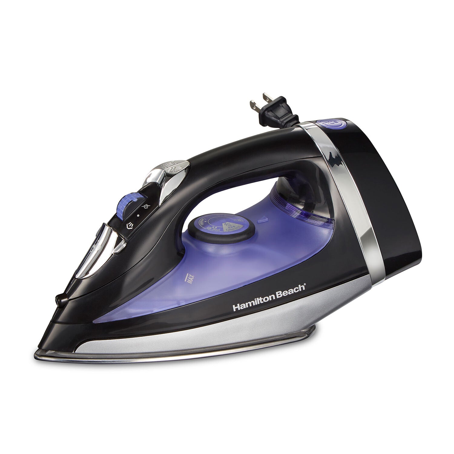Hamilton Beach 14212 Plancha vapor-seco Suela de acero inoxidable 1200 W Negro, Cromo, Púrpura