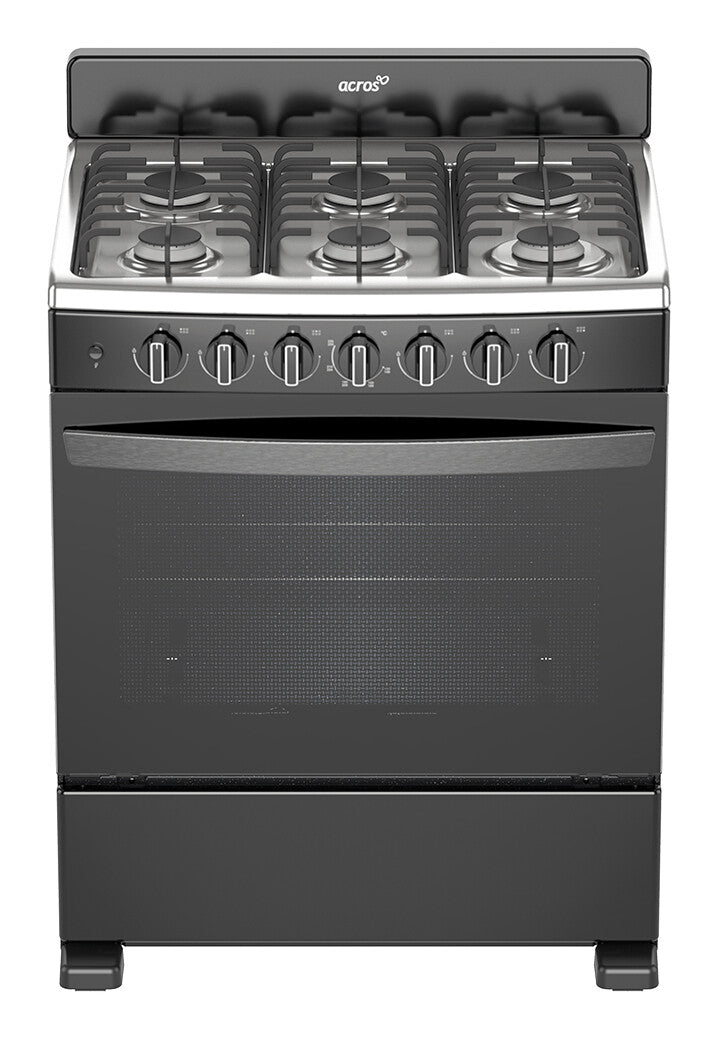 Acros AFR4112B cocina Cocina independiente Eléctrico Encimera de gas Negro, Acero inoxidable
