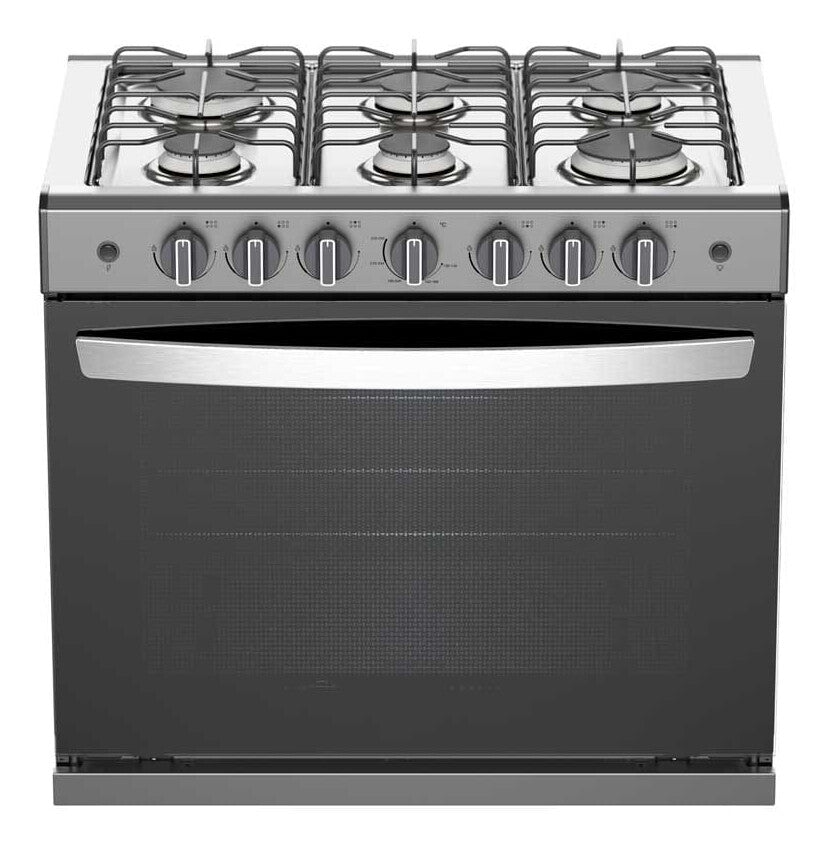 Acros ABR4120G cocina Cocina independiente Eléctrico Encimera de gas Negro, Acero inoxidable